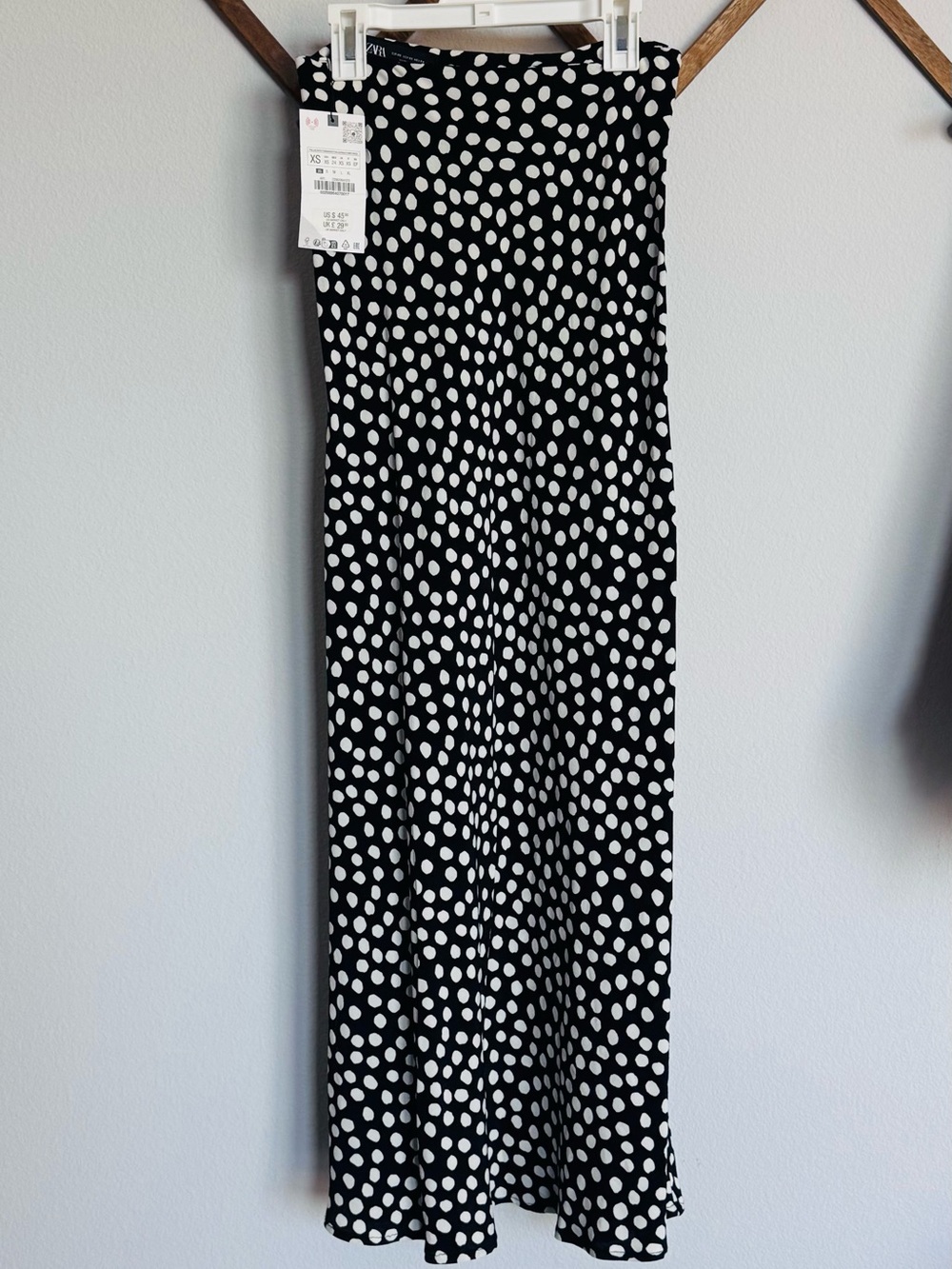 Black and White Polka Dot Maxi Skirt